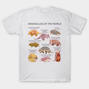 Armadillo Species of the World (light background) T-Shirt